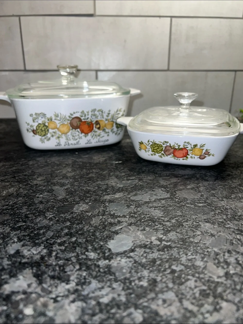 Vintage Spice of Life Corningware Casserole’s with lids. Like new condition.